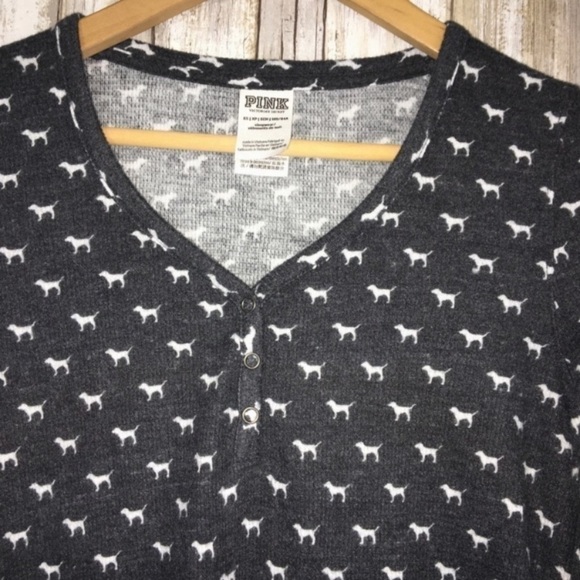 PINK Dark Grey Puppy Print Night Gown - Picture 5 of 6